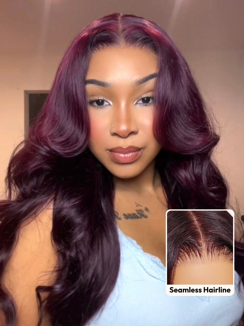 Black Cherry Lace Frontal Dark Burgundy Wig-Long Layered Cut & Pre Everything & Flash Sale