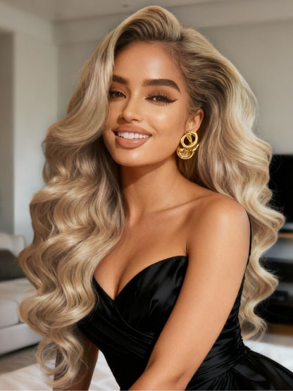 Ash Blonde Glow 13x4 Pre Everything Lace Frontal Body Wave Wig With Invisi Drawstring